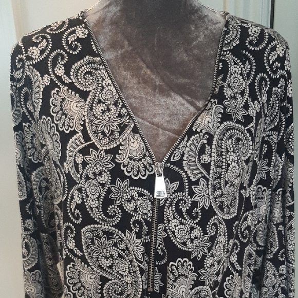 2 BDL💋SZ 2X💋KAREN SCOTT Cotton Navy Polka Dot➕Cable & Gauge Paisley Tunic - Picture 4 of 13